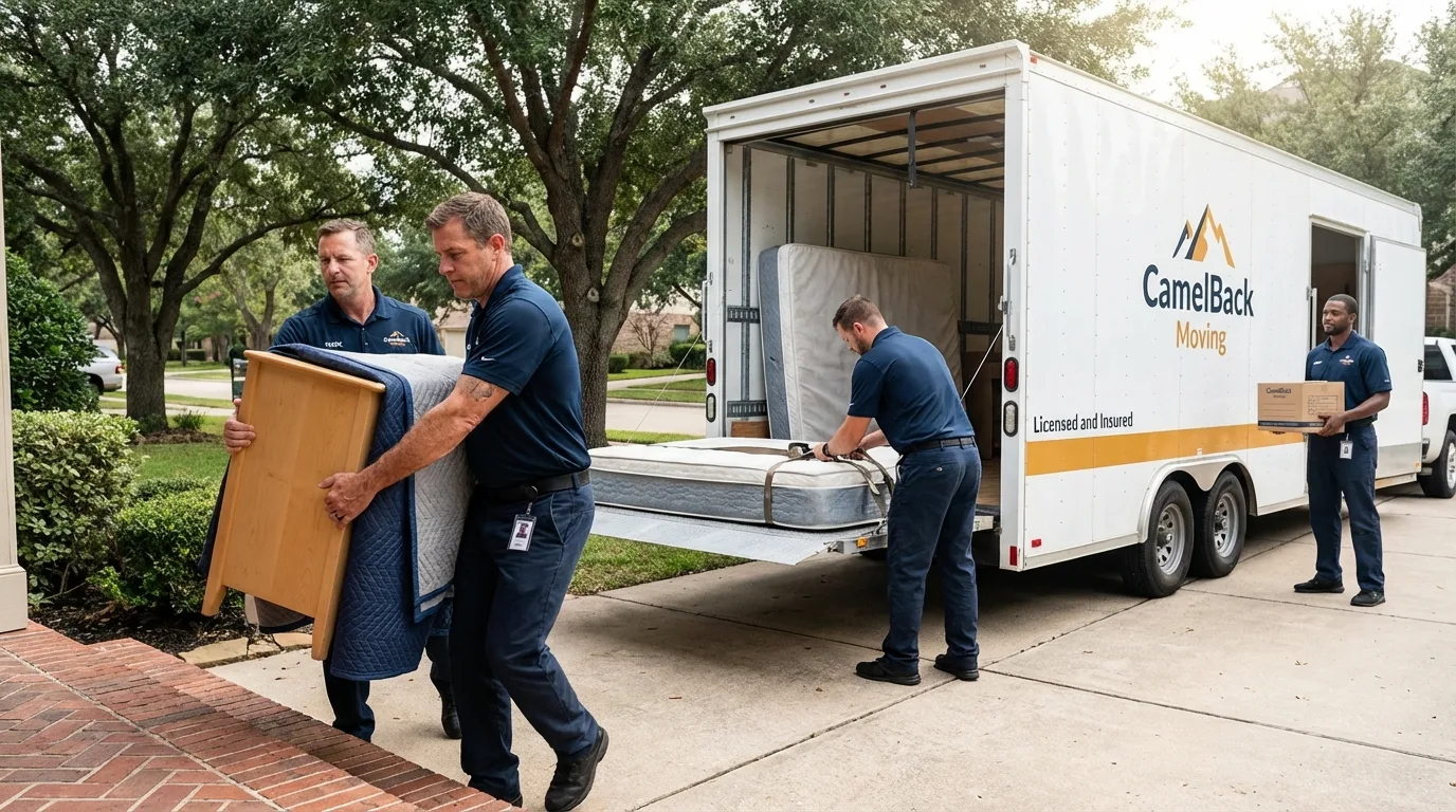 Crew loading residential truck for cross-state move from Atlanta, MI