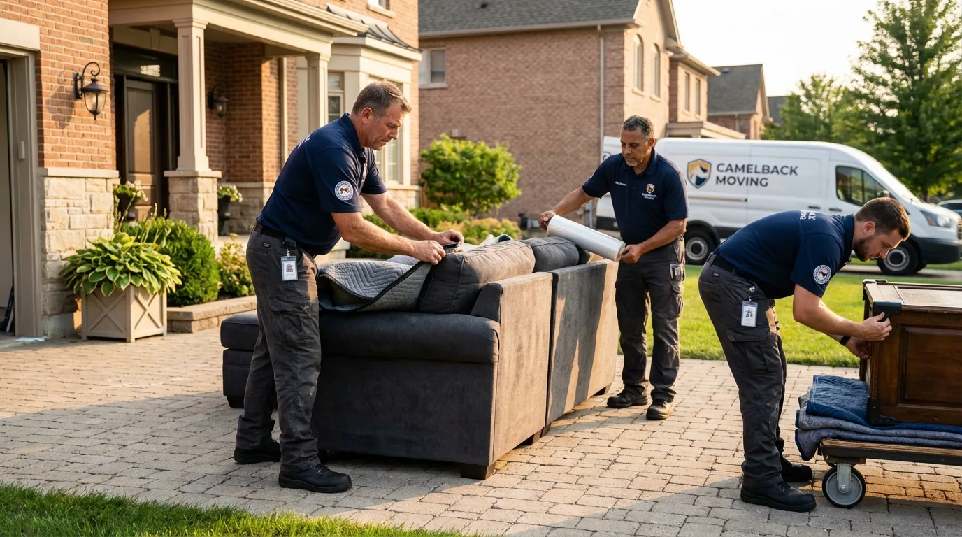 Large estate moving crew wrapping furniture in Atlanta, MI