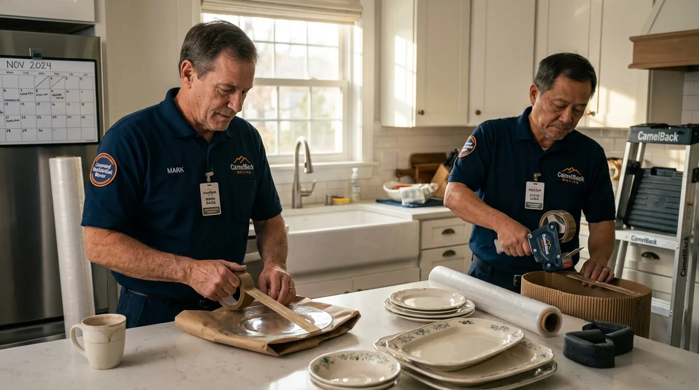 Professional crew packing kitchen dishware in Atlanta, MI